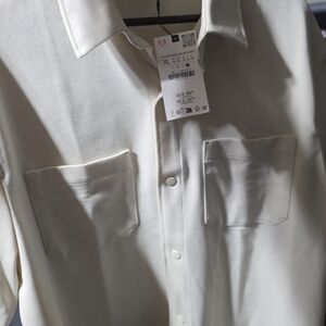 Zara Men's Off-White Casual Button Down Shirt